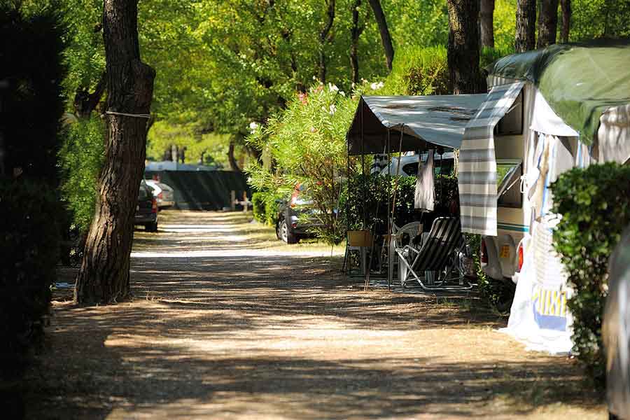 Piazzola Tipo C per Camper o Roulotte delimitata da siepi